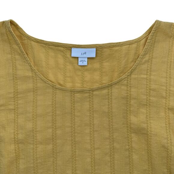 J. Jill Tiered Textured Yellow Peasant Top Womens Medium 100% Cotton - Picture 10 of 11